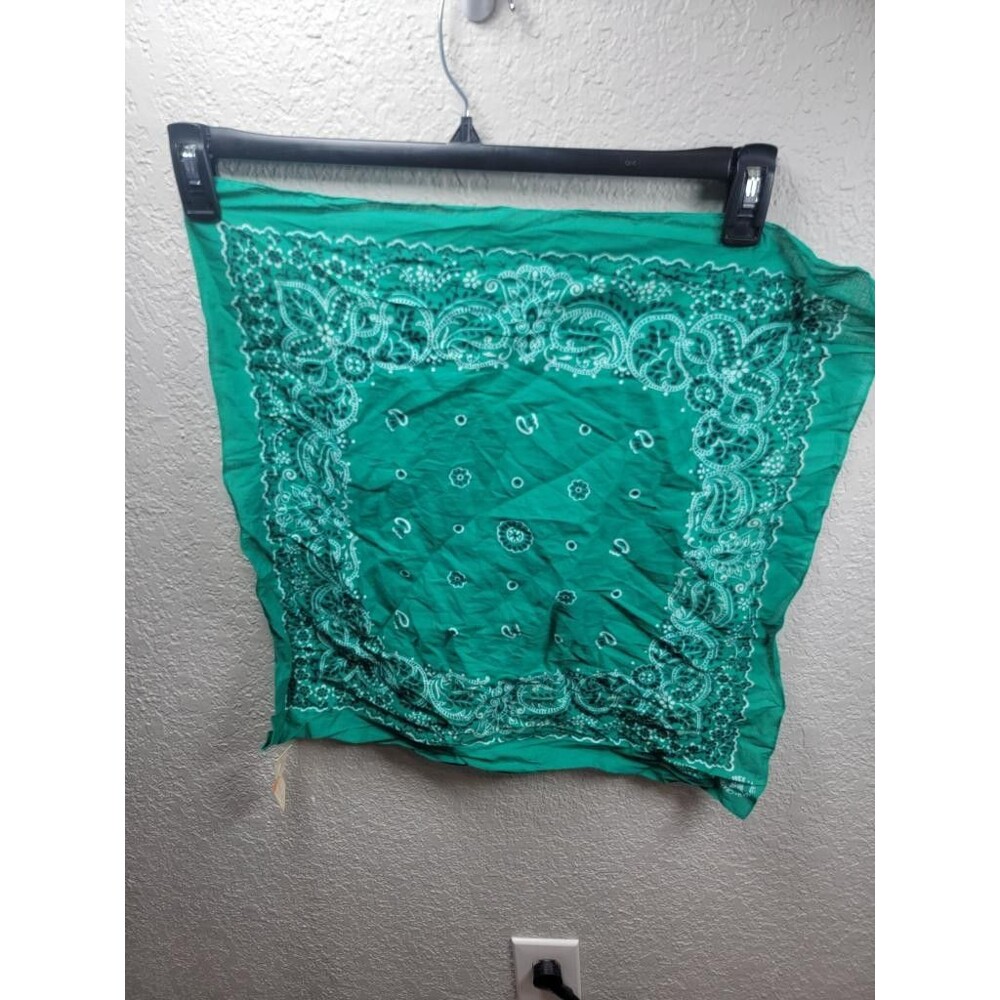 Vintage NOS K-Mart  Original K-4 Green Paisley Bandana  Made in USA All Cotton